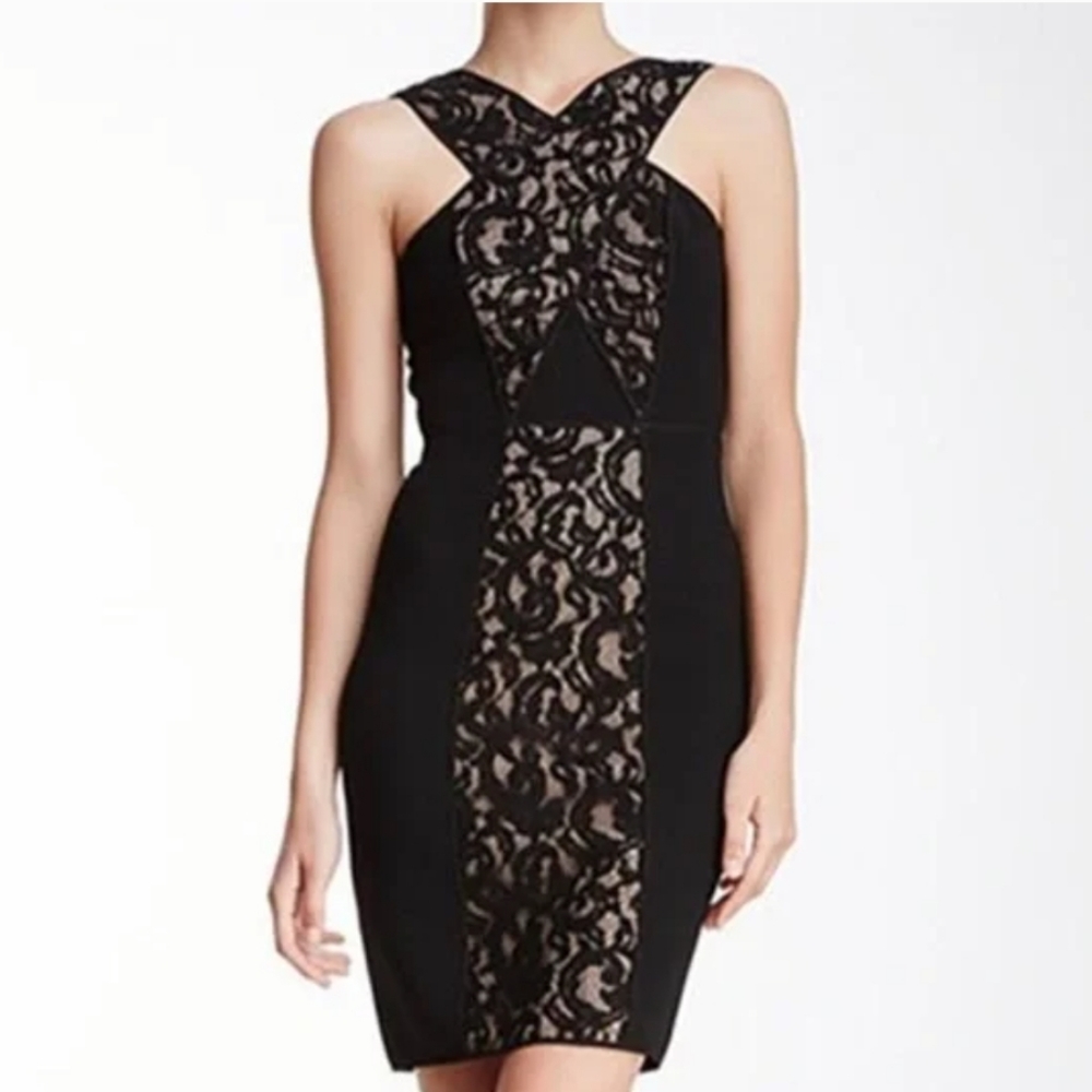 BCBGMaxAzria "Claudine" Black Lace Cocktail Dress